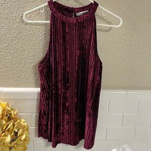 Velvet Burgundy pleated Halter top. NEW excellent condition. SZ Large